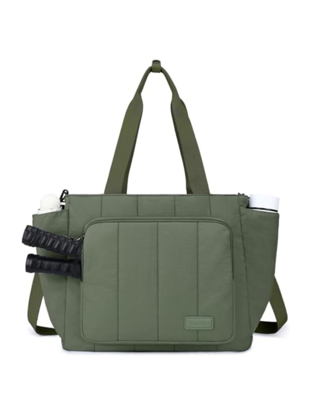 Quilted Pickleball Tote Bag with Paddle Holder, Water-Resistant, Crossbody